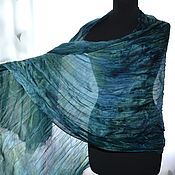 Аксессуары handmade. Livemaster - original item Women`s Silk Scarf blue Green long thin demi-season. Handmade.