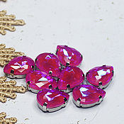 Материалы для творчества handmade. Livemaster - original item Rhinestones 18/13 mm Pink fuchsia drops in a frame. Handmade.