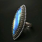 Кольца: Серебрянное кольцо с крупным лабрадором