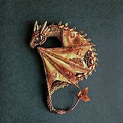 Украшения handmade. Livemaster - original item Dragon in bronze Embroidery 3D Pin Brooch Gift for Girl, Woman.. Handmade.