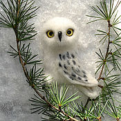 Куклы и игрушки handmade. Livemaster - original item Brooch Owl polar white felted wool. Handmade.