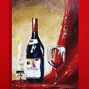 Картины и панно handmade. Livemaster - original item Painting glass and candle Wine Still life. Handmade.