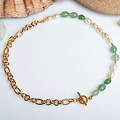 Украшения handmade. Livemaster - original item Fashionable necklace with pearls, aventurine and chain. Handmade.
