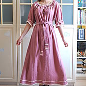 Одежда handmade. Livemaster - original item Boho dress with lace linen long Delicate Lilac. Handmade.