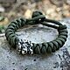 Paracord bracelet with silver Tiger Bead, Braided bracelet, Moscow,  Фото №1