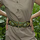 Elastic Waistband Female Embroidered Wide Khaki Green, Belt, St. Petersburg,  Фото №1
