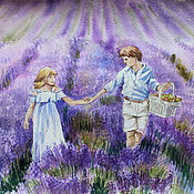 Картины и панно handmade. Livemaster - original item Watercolor painting Walking in a lavender field. Handmade.