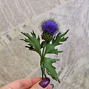 Украшения handmade. Livemaster - original item Brooch flower Thistle made of mink fur and leather purple. Handmade.