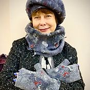 Аксессуары handmade. Livemaster - original item Set of snood beret mittens Michelle scarf for women. Handmade.