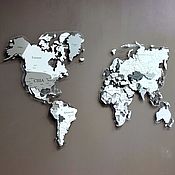 3d MULTI-LEVEL MAP OF THE WORLD MADE OF WOOD 