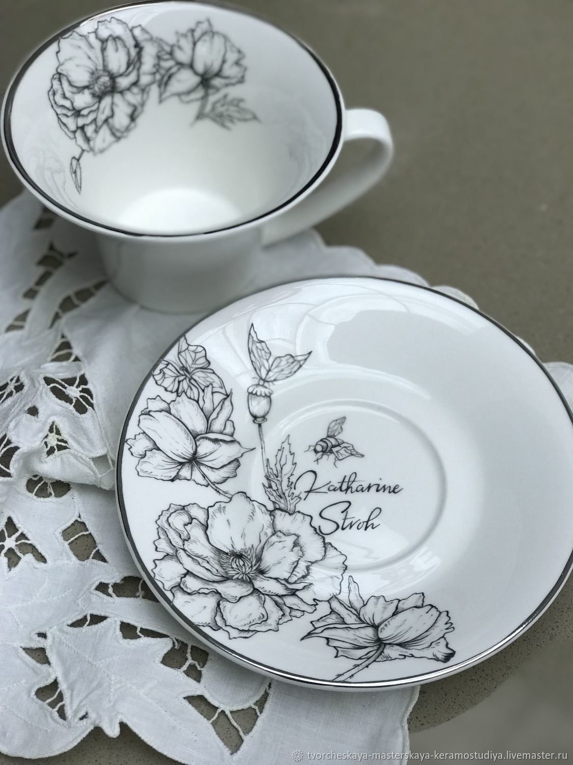 Чайные пары: Роспись фарфора. Чайная пара, графика в интернет-магазине ...