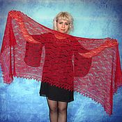 Аксессуары handmade. Livemaster - original item Hand knit embroidered shawl, Red scarf, Bridal cape, Wool wrap. Handmade.