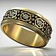 Обручальное кольцо из золота 585 с цветочным орнаментом j-0.261, Обручальные кольца, Москва,  Фото №1