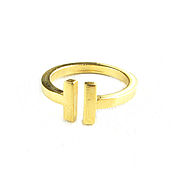 Украшения handmade. Livemaster - original item Gold thin t-shaped ring, ring without inserts, without stones. Handmade.