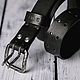 Men's Leather Belt with Double Forged Buckle, Straps, Sergiev Posad,  Фото №1