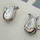 Silver earrings with mother of pearl 17h10 mm, Earrings, Moscow,  Фото №1