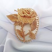 Украшения handmade. Livemaster - original item GOLDEN ROSE -rose-brooch of galvanized Japanese seed beads. Handmade.