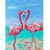 Картины и панно handmade. Livemaster - original item Flamingo painting! oil, cardboard. Handmade.