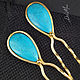 Brass hairpin (2 pieces) turquoise 'Blue'. Hairpin. Del-moro. My Livemaster. Фото №5