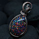 Order Black squirt. Pendant with laboratory opals in copper. Mosaic Opal. Livemaster. . Pendants Фото №3