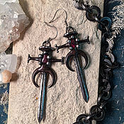 Украшения handmade. Livemaster - original item Sword Earrings with Hilt (E-029-01). Handmade.