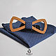 Wooden bow tie Handkerchief Mr. Pasha dark blue polka dot, Ties, Moscow,  Фото №1