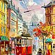 Красный трамвайчик, холст, 30х50 см, Картины, Рязань,  Фото №1