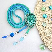 Аксессуары handmade. Livemaster - original item Bolo tie harness made of sea breeze beads with agate. Handmade.