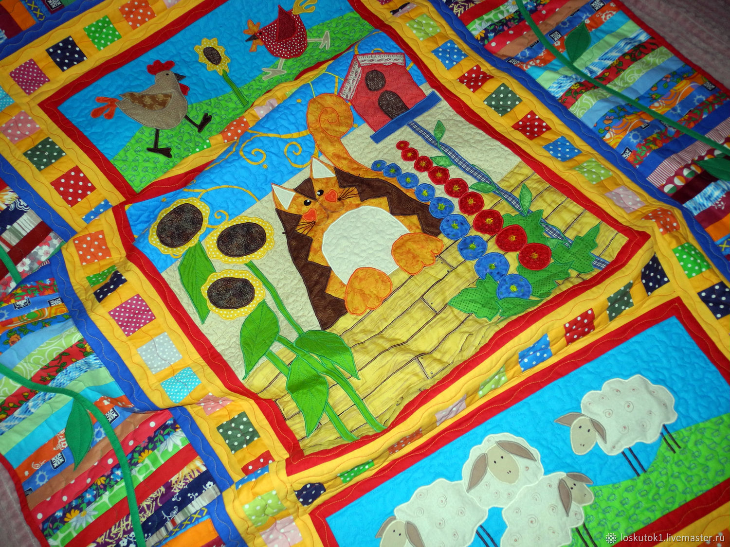 Детские одеяла пэчворк с аппликацией