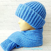 Аксессуары handmade. Livemaster - original item kit: Takori hat made of mohair with two lapels and a scarf. Handmade.