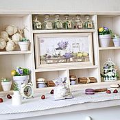 Shelf on the wall for the kitchen in beige color series Lavender