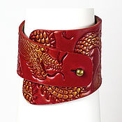 Украшения handmade. Livemaster - original item Red Leather Cuff Bracelet. Handmade.