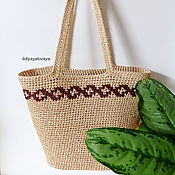 Сумки и аксессуары handmade. Livemaster - original item shopper: Knitted shopping bag made of raffia. Handmade.