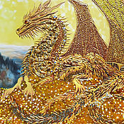 Картины и панно handmade. Livemaster - original item Golden Dragon Painting. Fantasy art. buy painting artist. Handmade.