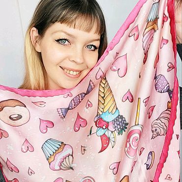 Аксессуары ручной работы. Ярмарка Мастеров - ручная работа Платок батик "Sweet love, sweet cake". Handmade.