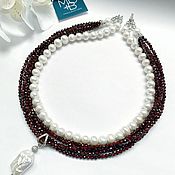 Украшения handmade. Livemaster - original item Garnet and pearl necklace 