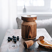 Посуда handmade. Livemaster - original item A cup with a drizzle lid made of natural Cedar for honey, etc.. KD3. Handmade.