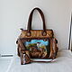 Leather bag with engraving and painting to order.For Love, Classic Bag, Noginsk,  Фото №1