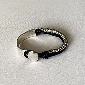 Украшения handmade. Livemaster - original item Bracelets: women`s stylish metal bracelet and leather cord. Handmade.