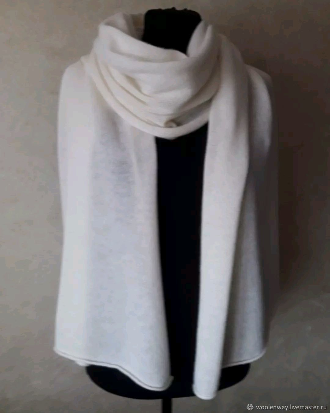 Тонкий кашемировый шарф-палантин в молочном цвете – заказать на Ярмарке ...