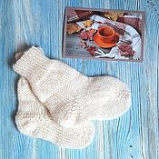 Аксессуары handmade. Livemaster - original item Knitted socks for children, wool socks for the baby, white socks. Handmade.