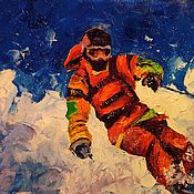Картины и панно handmade. Livemaster - original item Oil painting skier painting snowboarder 60 by 80 cm. Handmade.