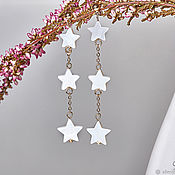 Украшения handmade. Livemaster - original item Long earrings with pearl stars, earrings in gold. Handmade.