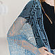 Chal azul abismo calado de punto de lino. Shawls. Brillantes chales. My Livemaster. Фото №5
