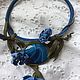 Necklace of leather and stone .Cornflower blue summer, Necklace, Krasnoyarsk,  Фото №1