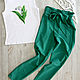 Women's summer trousers, banana trousers with high waist green Emerald. Pants. Lara (EnigmaStyle). Online shopping on My Livemaster.  Фото №2
