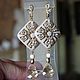 Earrings from beads with gold-embossed with pendants Swarovski, Jewelry Sets, Krasnoyarsk,  Фото №1