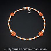 Necklace: With pendant made of volcanic lava and Jasper