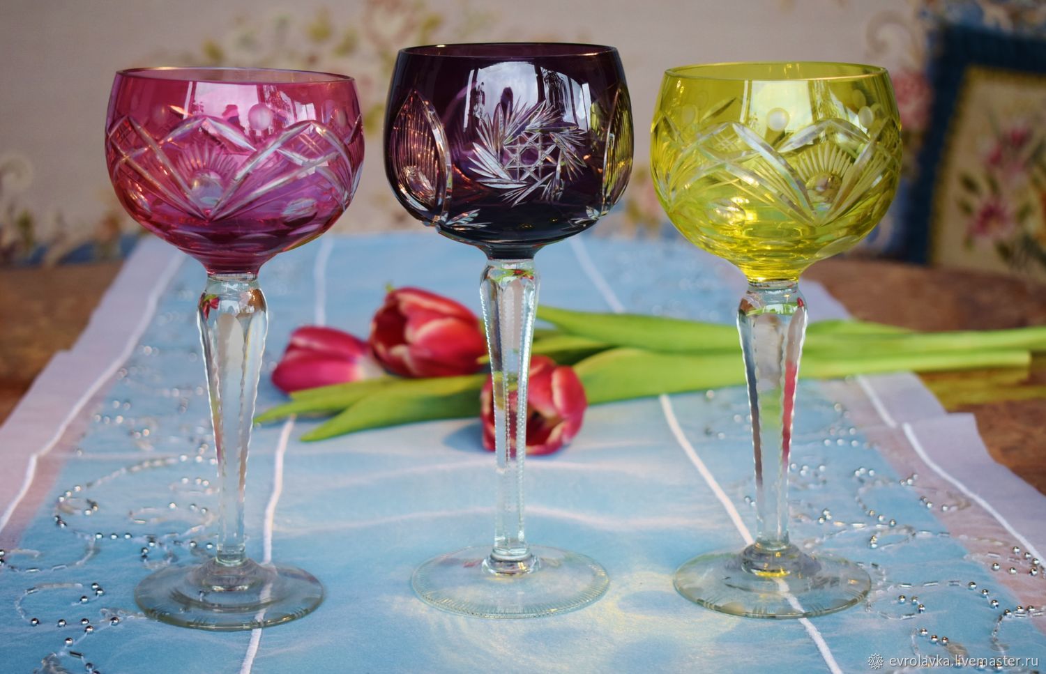 Colored crystal wine glasses. Germany купить на Ярмарке Мастеров
