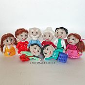 Куклы и игрушки handmade. Livemaster - original item Finger toys knitted Big happy family. Handmade.